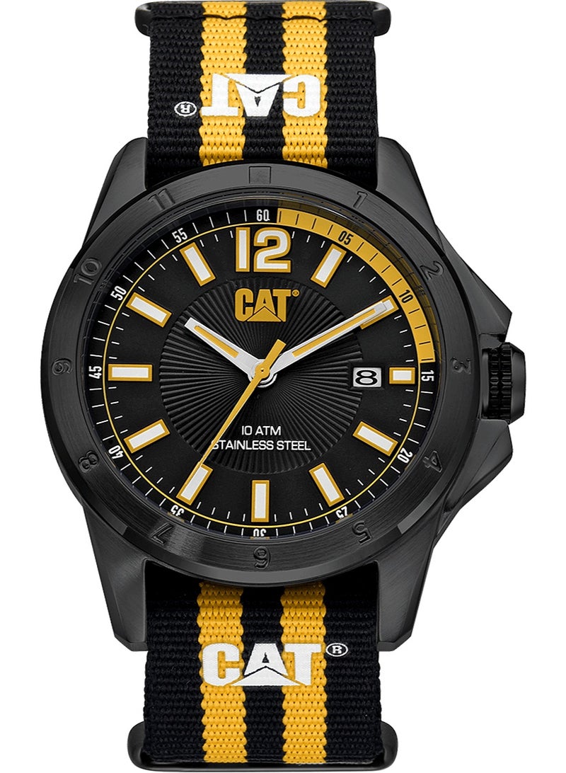 CATERPILLAR ساعة كاتربيلر بيغ تويست 24 للرجال بحزام نايلون أسود وأصفر YW.161.64.137 - Image 1